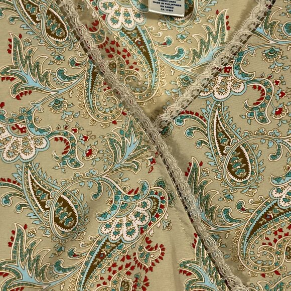 Old Navy Womens Y2K Sleeveless Top Size M Tan Paisley Bohemian Cottagecore Boho - Picture 3 of 7